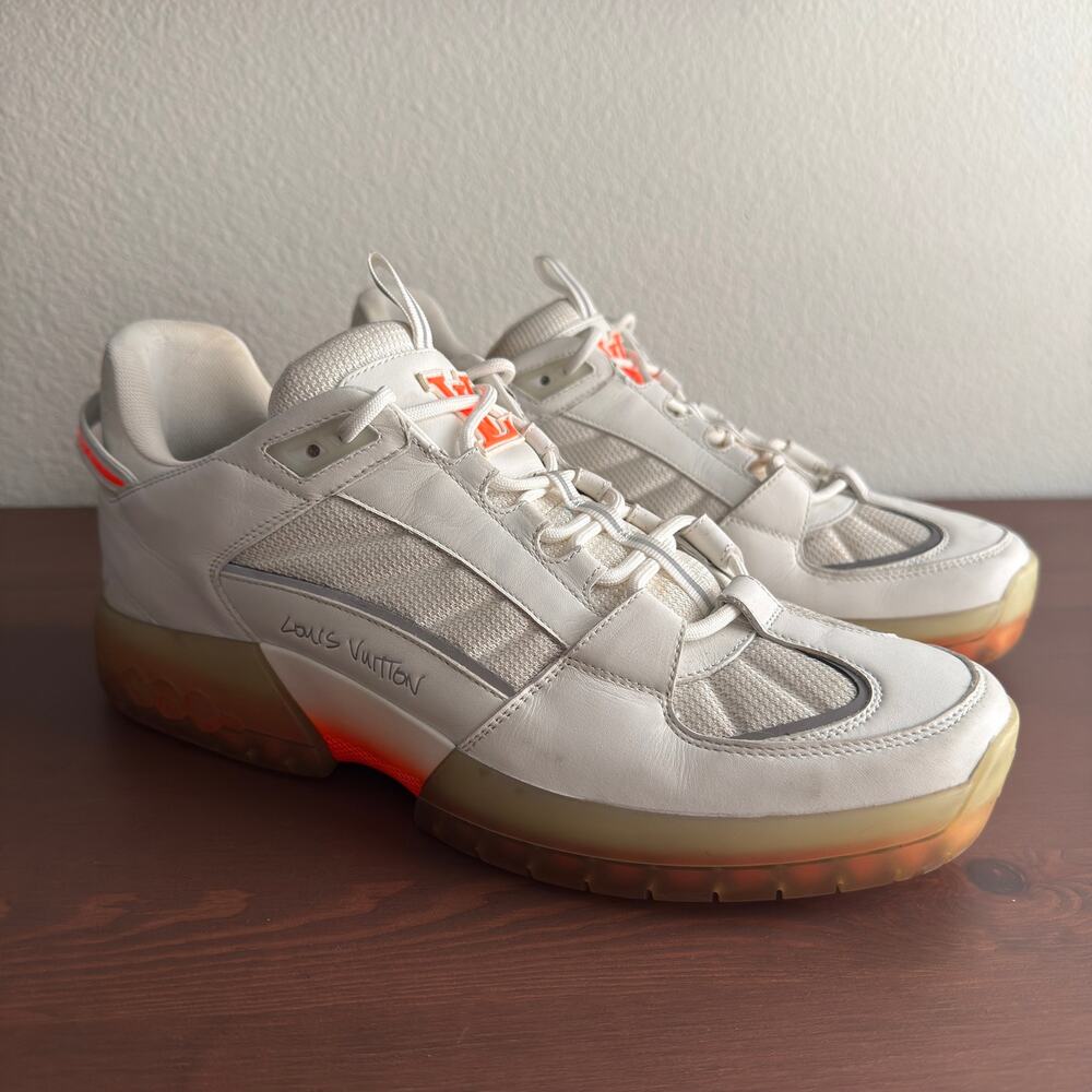 Louis Vuitton Lucien Clarke A View Sneaker White Orange Leather Mesh LV 9 US 10